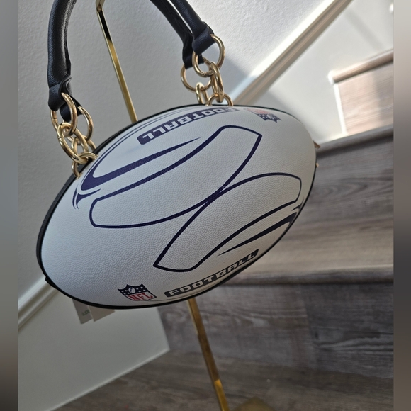 Football Design Women's Handbag - Black and White - Picture 6 of 12